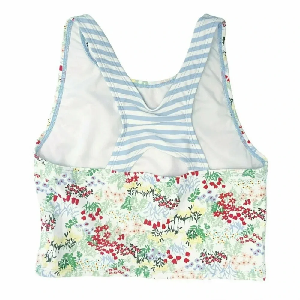 Hanna Andersson Girls  Floral  Stripes Bikini Tankini Swimsuit  Top size 130